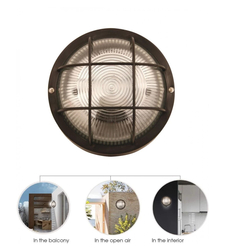 APPLIQUE NERA TONDA IN PLASTICA E VETRO E27, 60W
